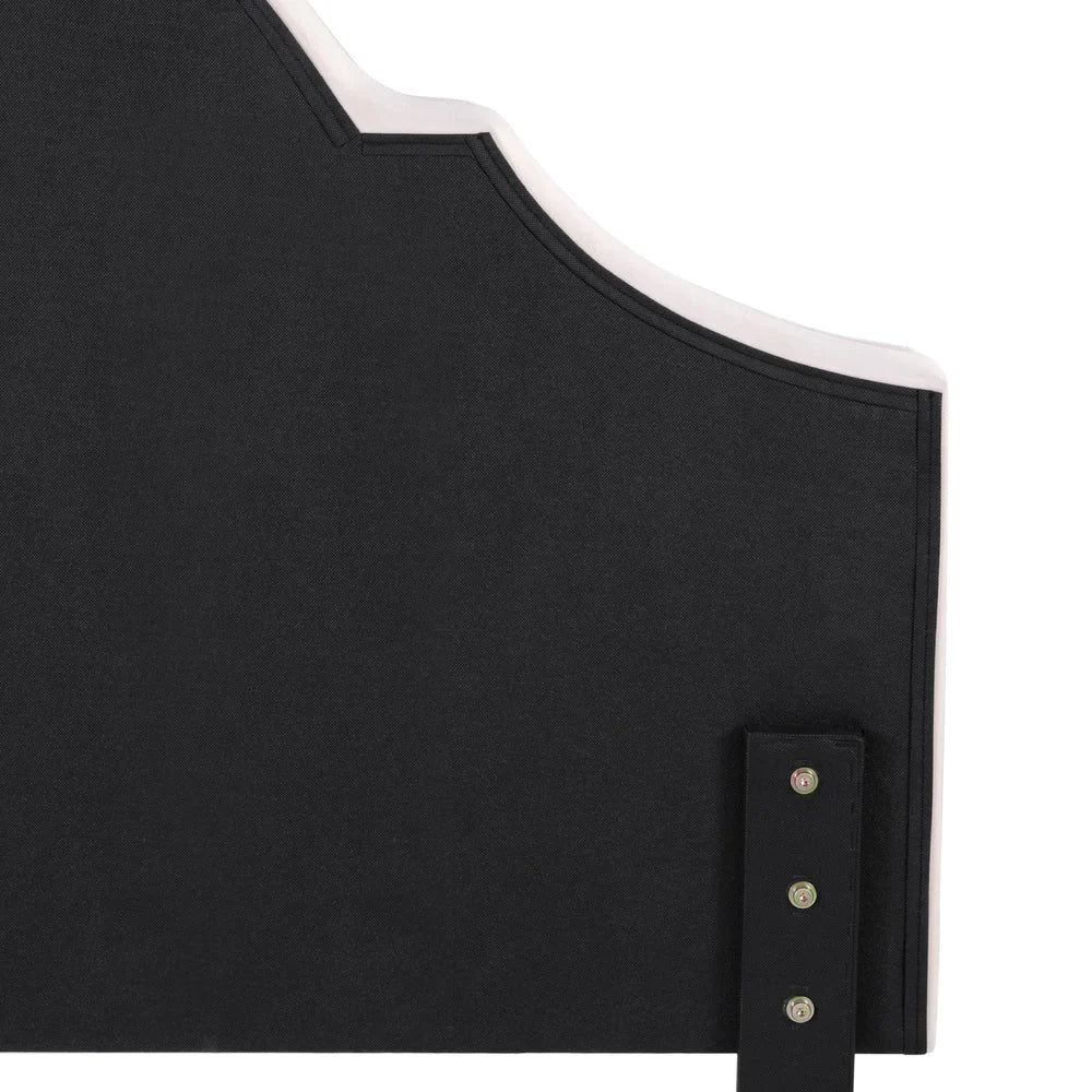 Bed Frame Headboard Queen Velvet IRIS - Beige - Furniture