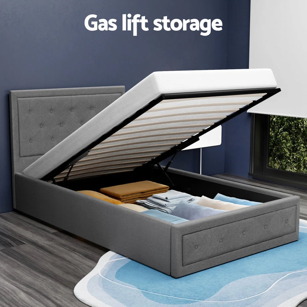 Bed Frame King Single Size Gas Lift Base with Storage