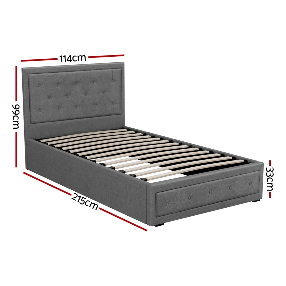 Bed Frame King Single Size Gas Lift Base with Storage