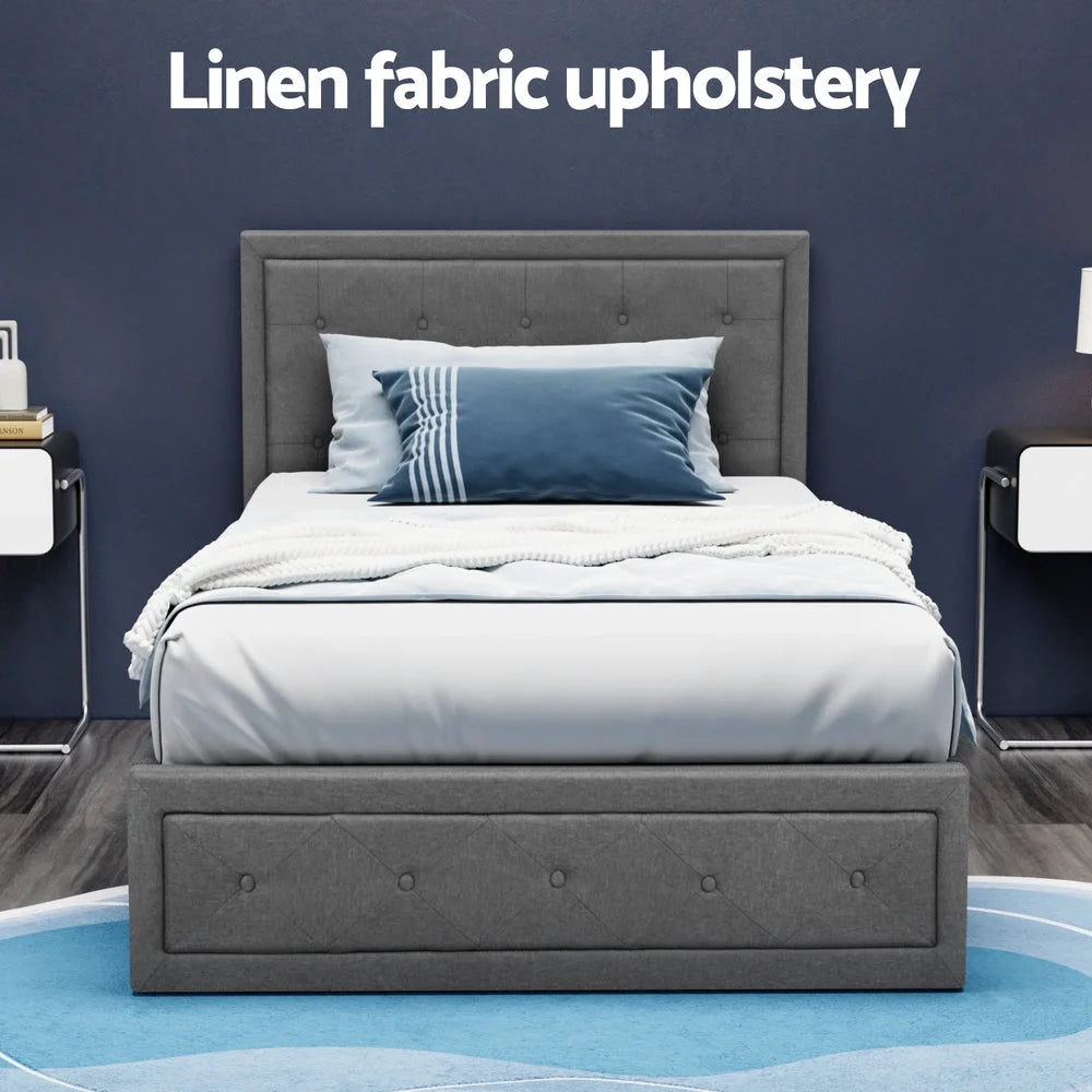 Bed Frame King Single Size Gas Lift Base with Storage