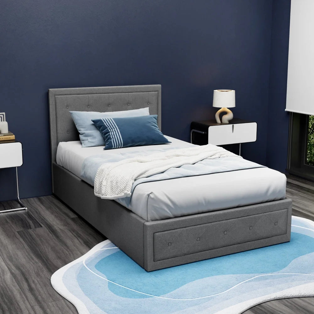 Bed Frame King Single Size Gas Lift Base with Storage