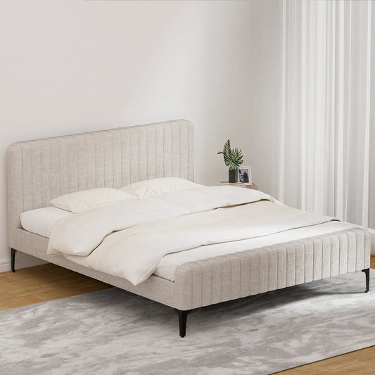 Bed Frame King Size - Beige AMMY