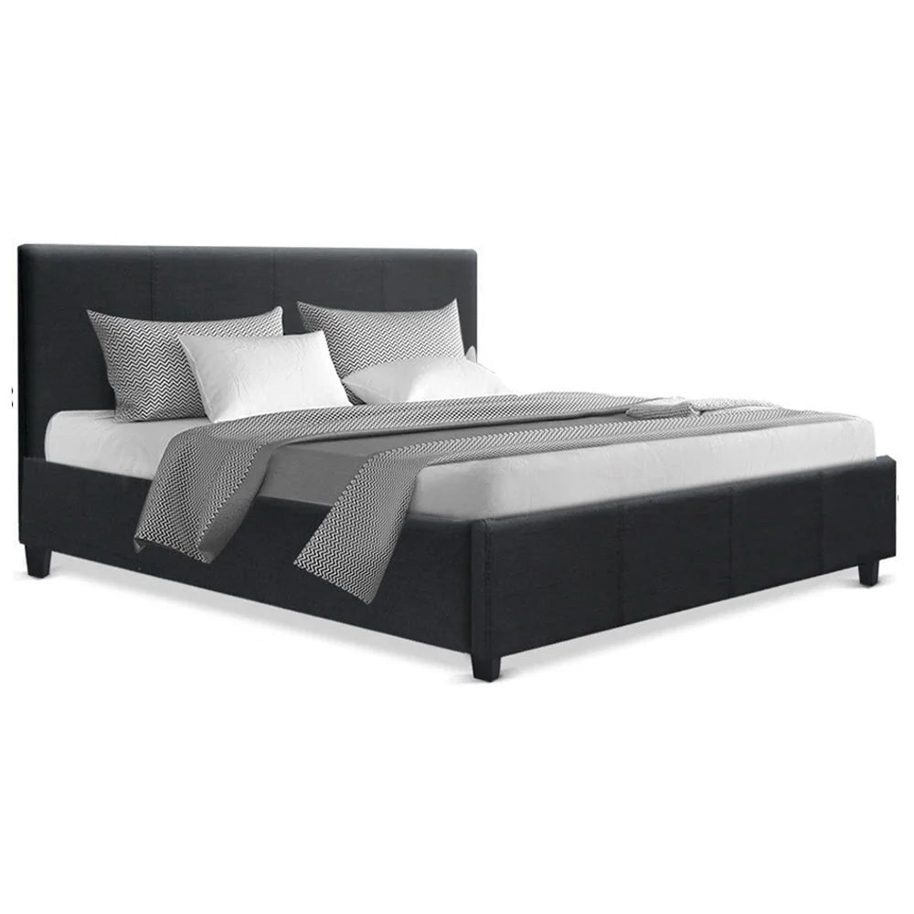 Bed Frame Queen Fabric Charcoal - Bedroom