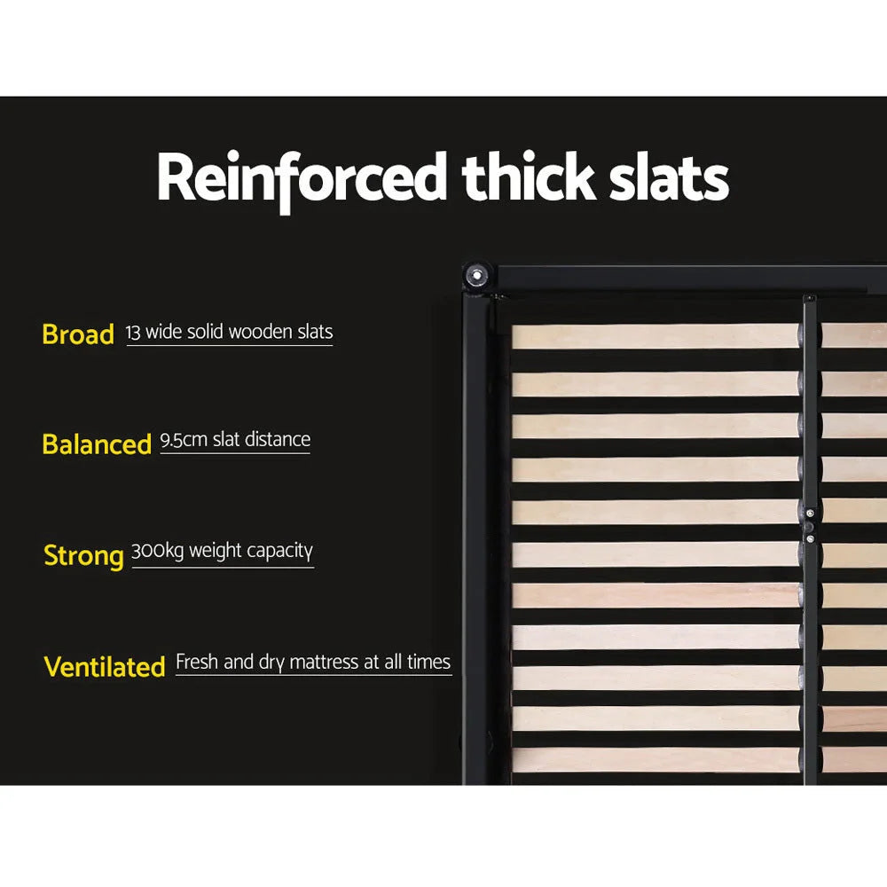 Bed Frame Queen Fabric Charcoal - Bedroom