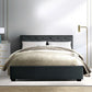 Bed queen gas with gas lift storage and fabric headboard