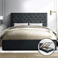 Bed queen gas with side rails and bedroom frame details