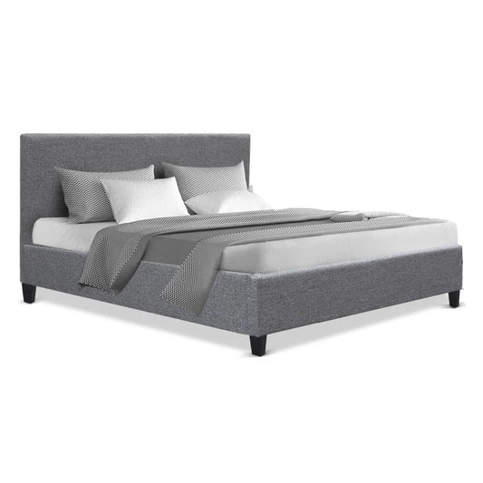 Bed Frame Queen Fabric Grey - Bedroom