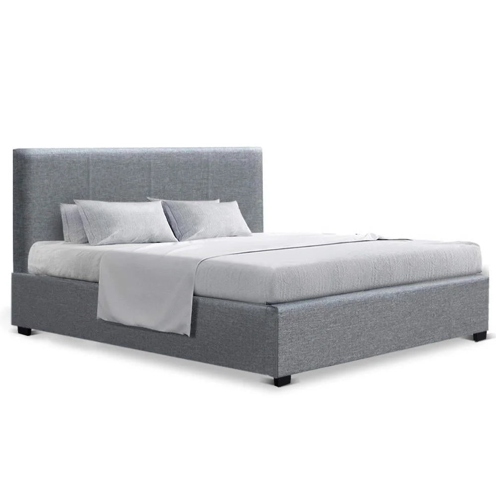 Bed Frame Queen Fabric Grey - Bedroom