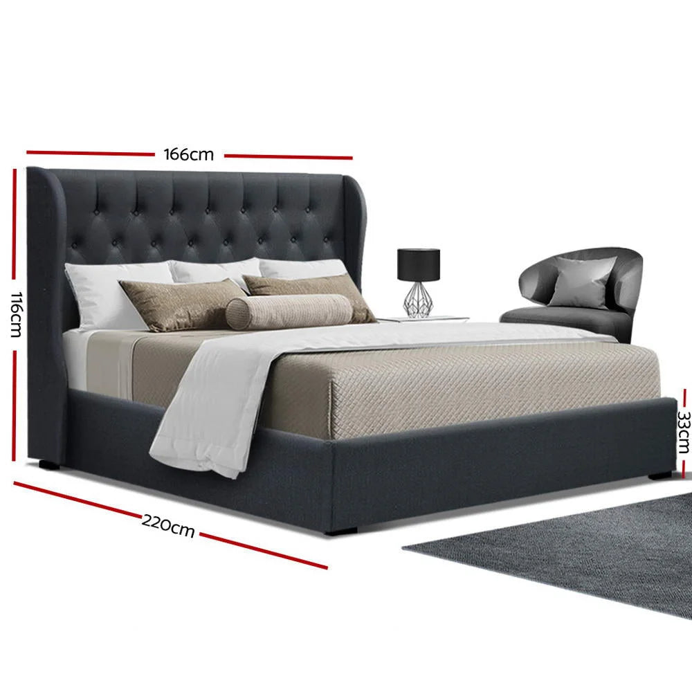 Bed Frame Queen Gas Lift Charcoal - Bedroom