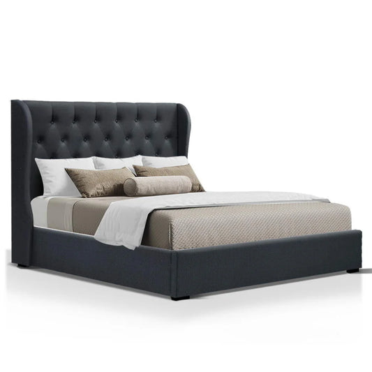Bed Frame Queen Gas Lift Charcoal - Bedroom