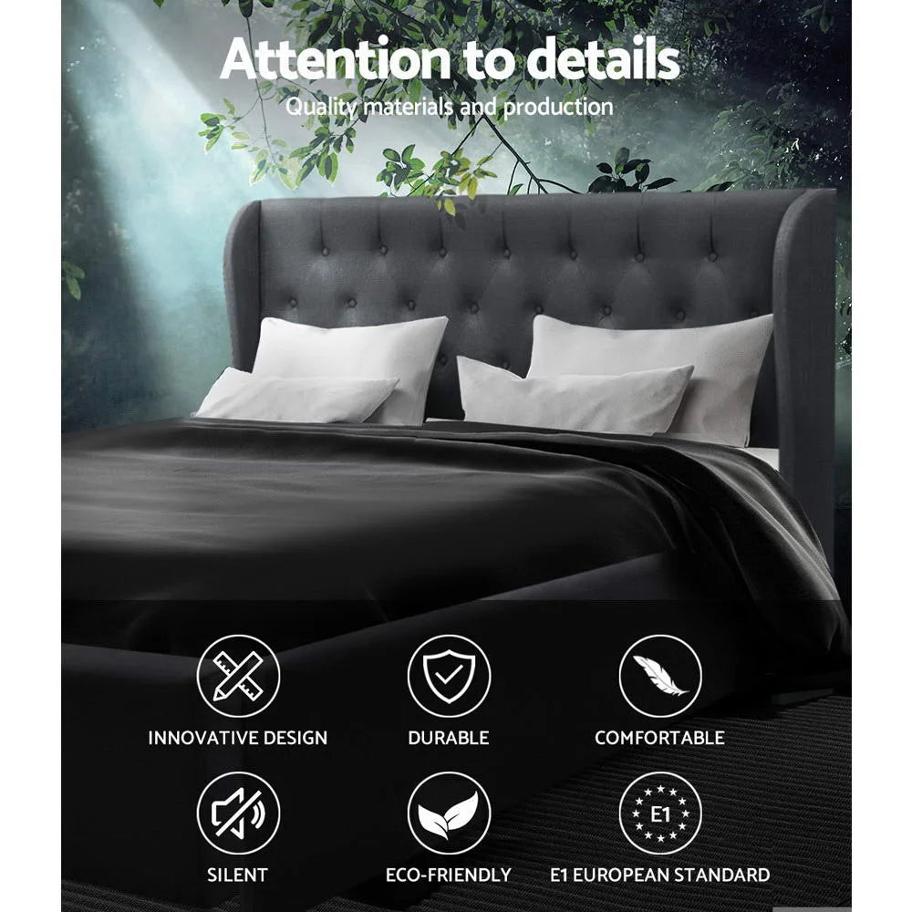 Bed Frame Queen Gas Lift Charcoal - Bedroom