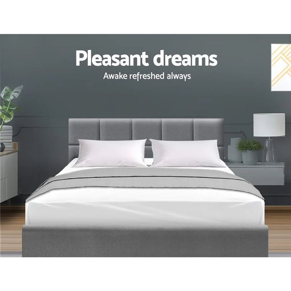 Bed Frame Queen Size Base Mattress Platform Fabric Wooden