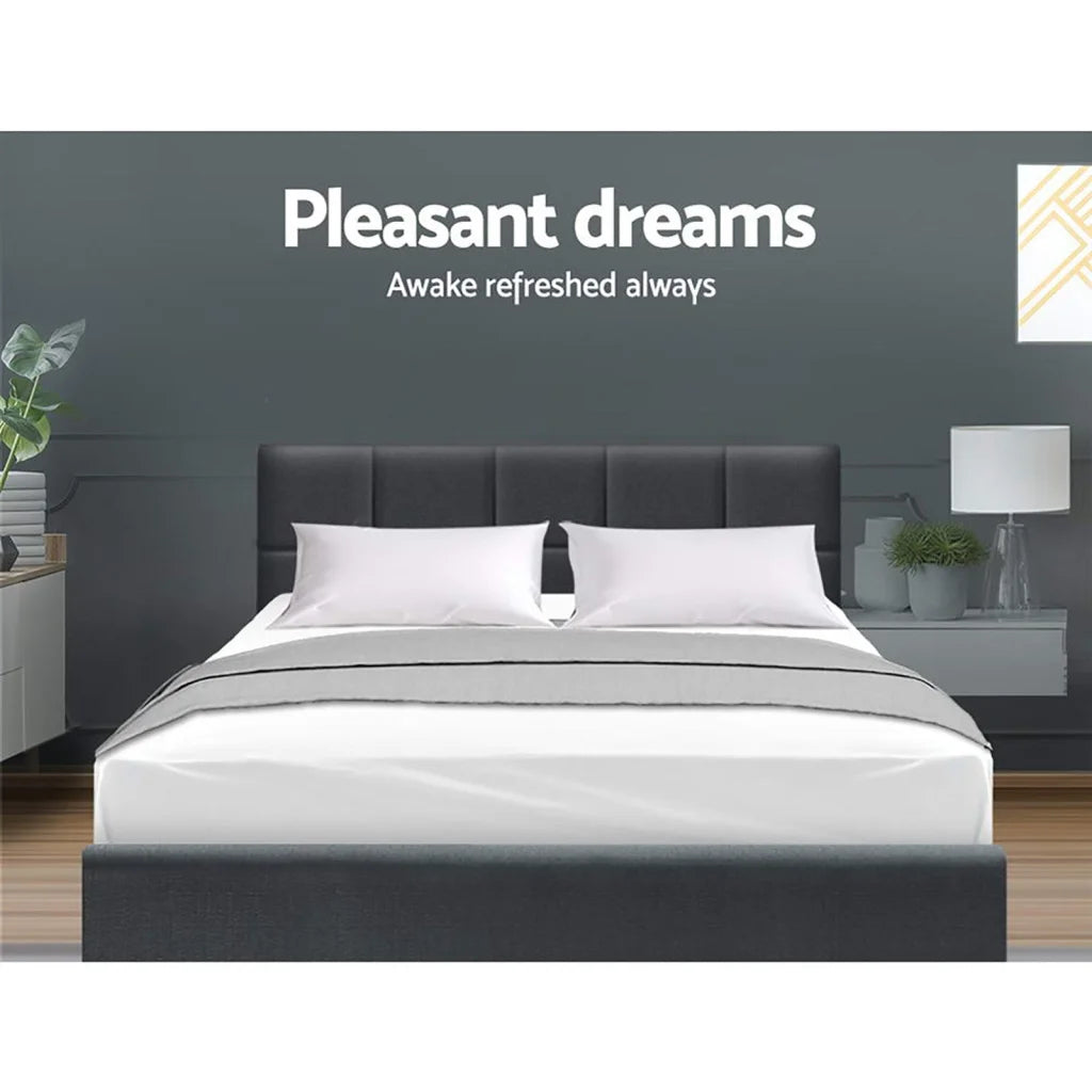 Bed Frame Queen Size Base Mattress Platform Fabric Wooden