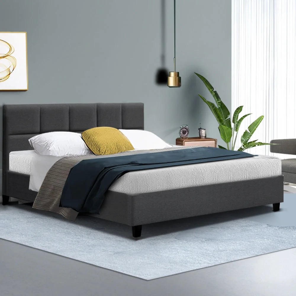 Queen charcoal fabric bed frame