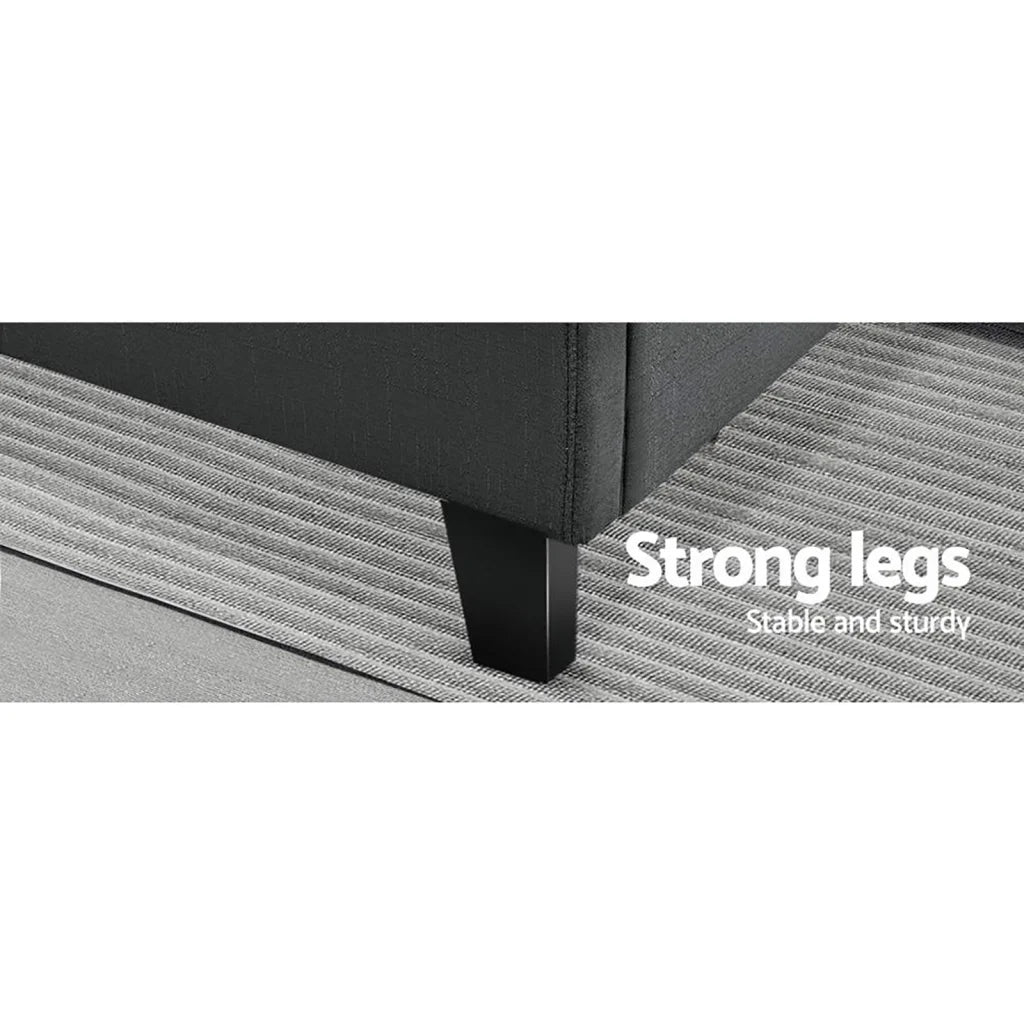 Bed Frame Queen Size Base Mattress Platform Fabric Wooden
