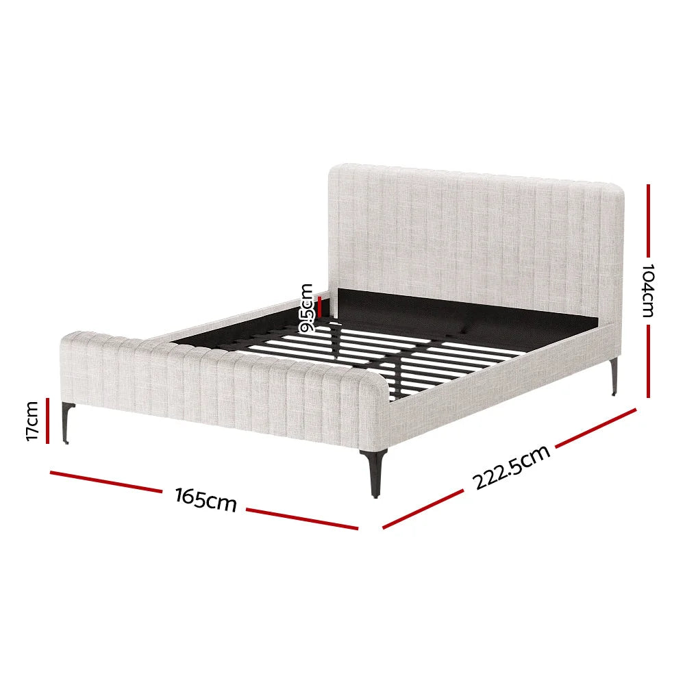 Bed Frame Queen Size - Beige AMMY