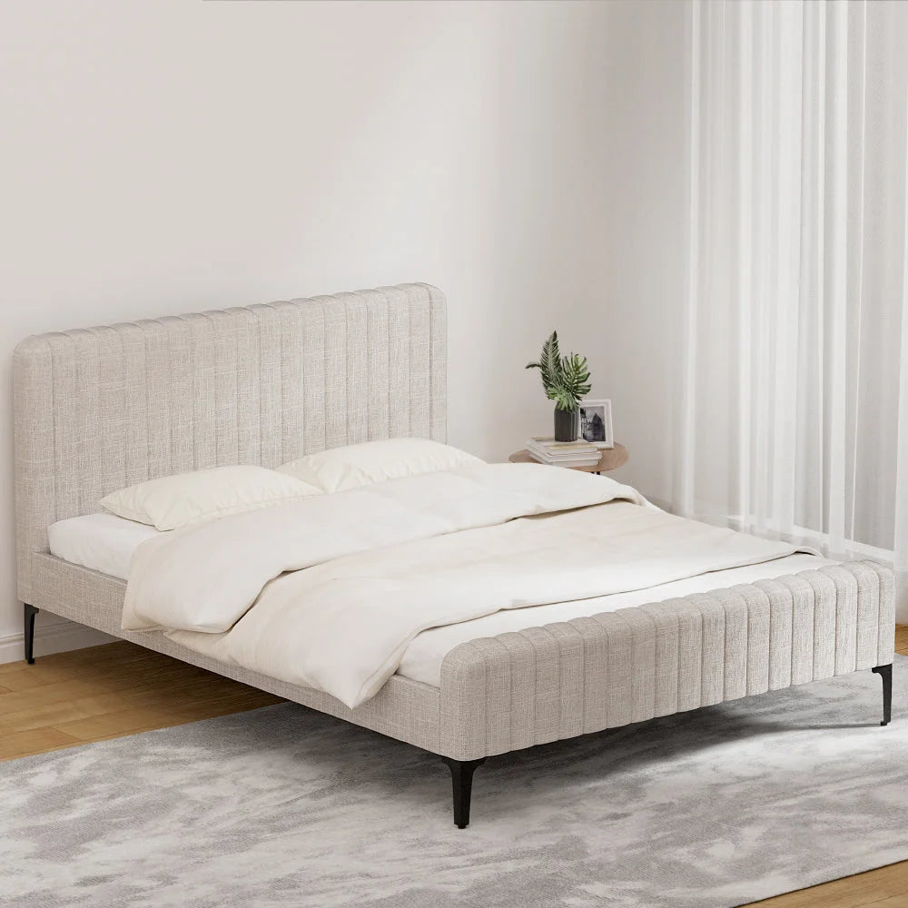 Bed Frame Queen Size - Beige AMMY