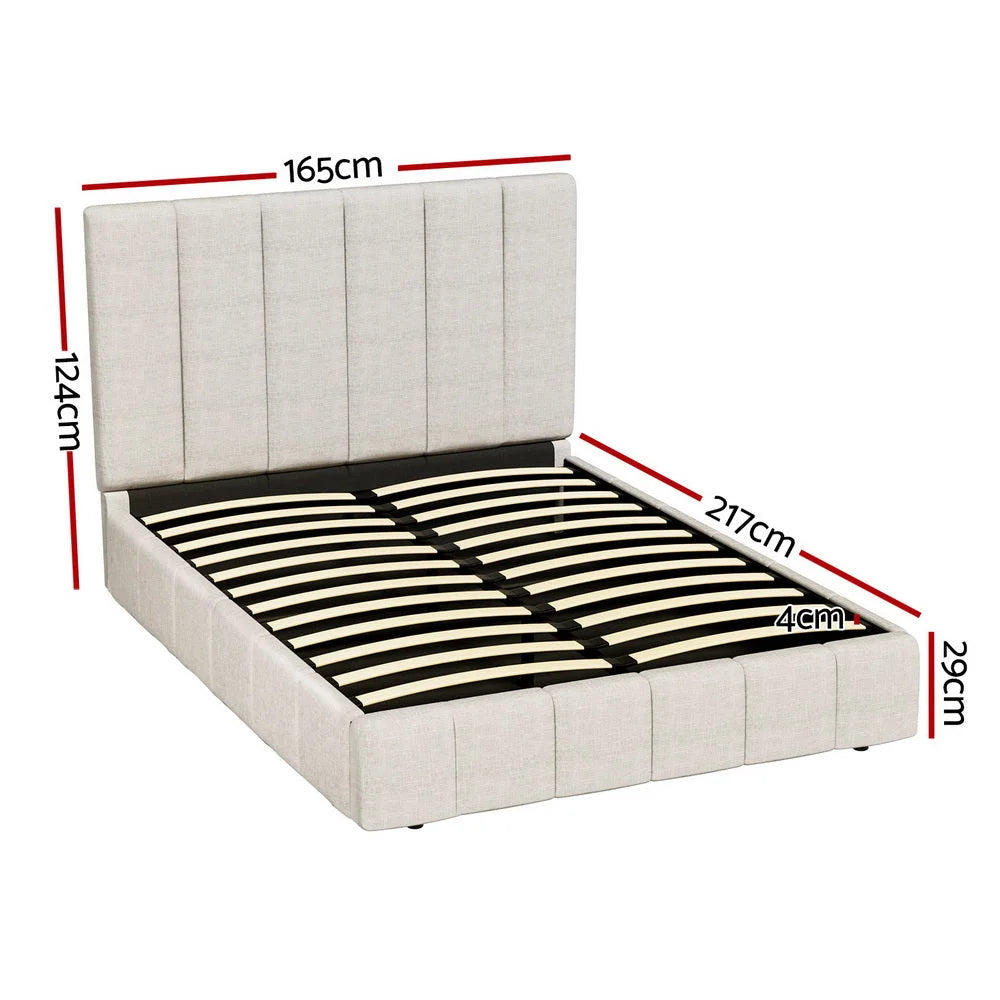 Bed Frame Queen Size - Beige TETTE - Furniture