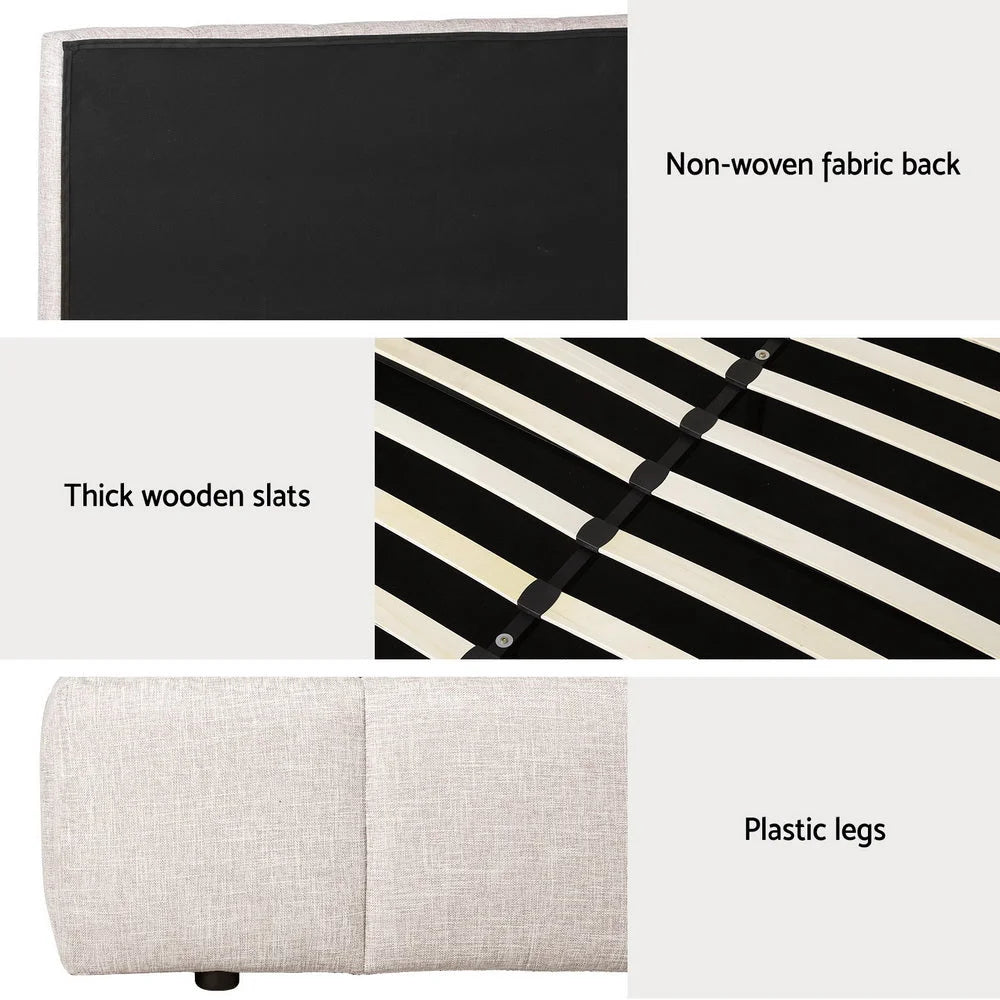 Bed Frame Queen Size - Beige TETTE - Furniture