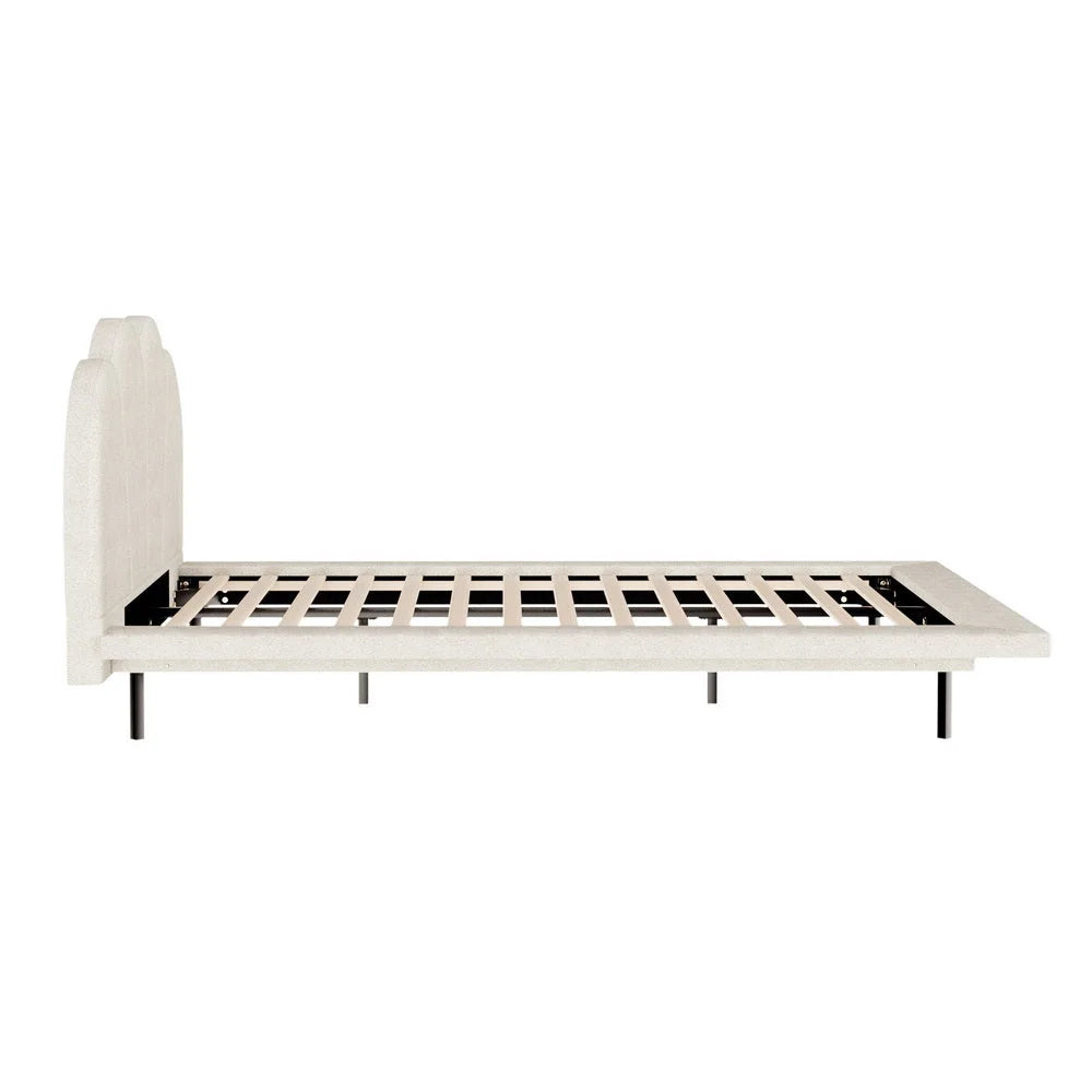 Bed Frame Queen Size Boucle - Beige SASA - Furniture