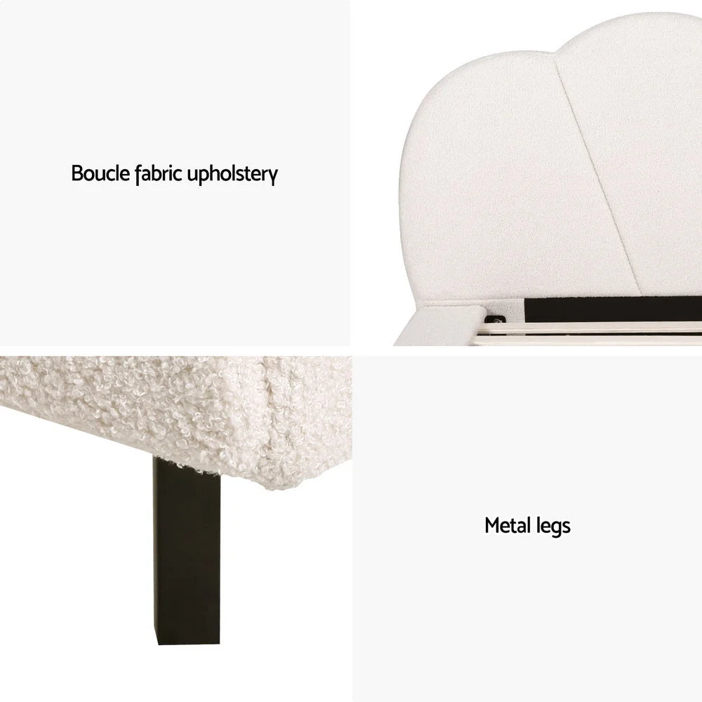 Bed Frame Queen Size Boucle - Beige SASA - Furniture