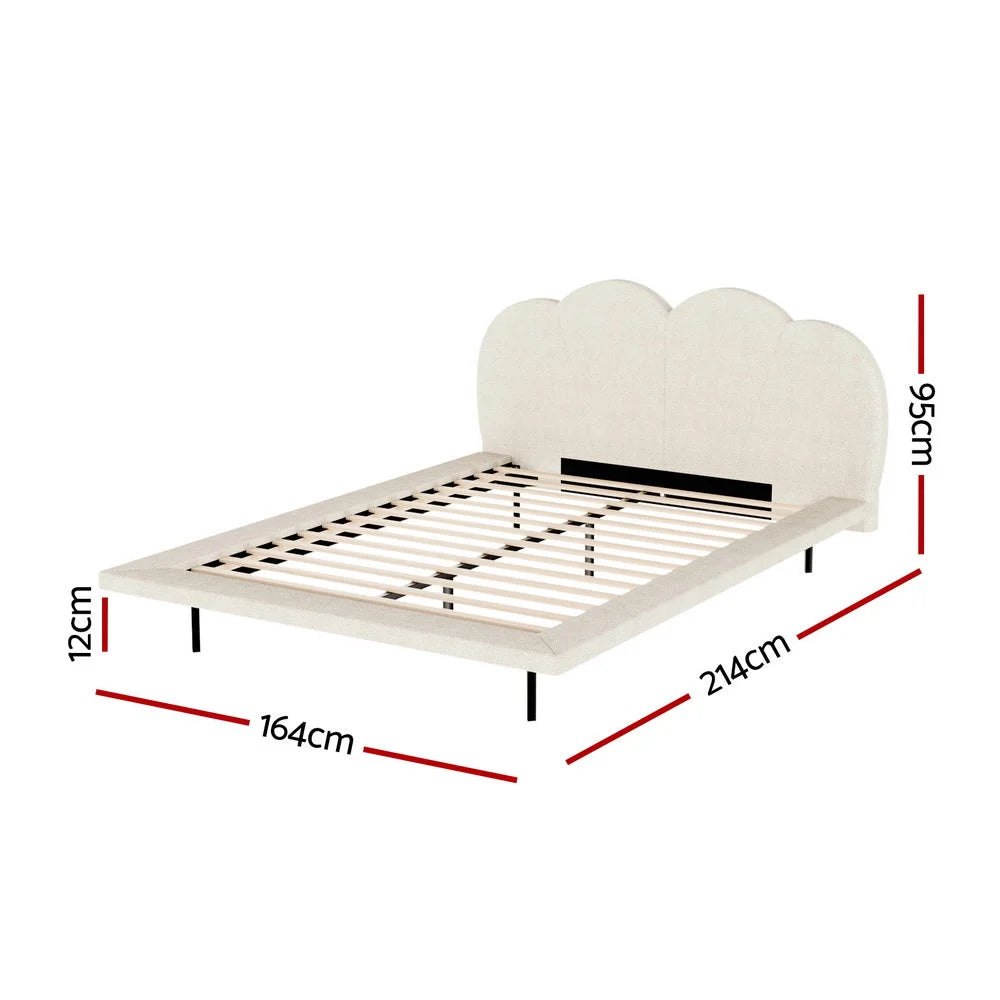 Bed Frame Queen Size Boucle - Beige SASA - Furniture