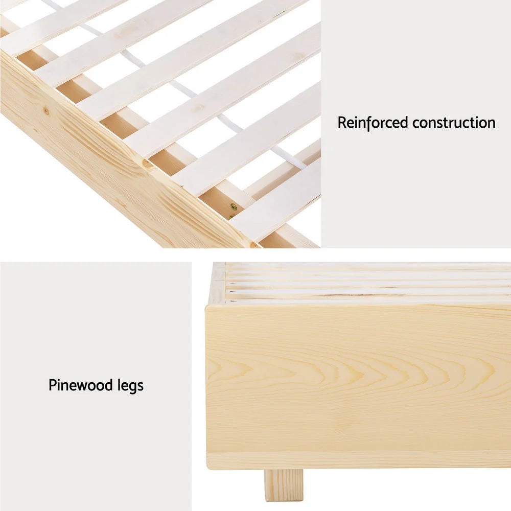 Bed Frame Queen Size Floating Wooden Mattress Base Platform