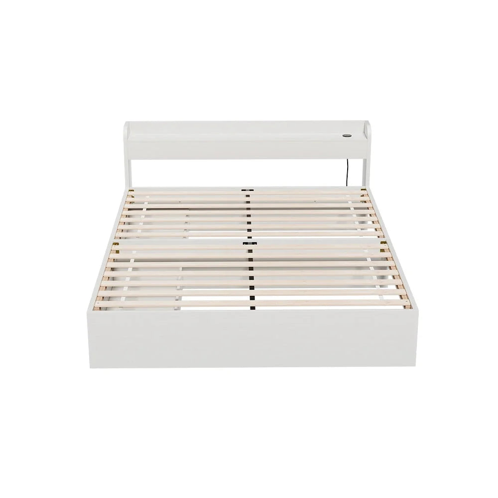 Bed Frame Queen Size Mattress Base with Charging Ports