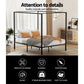 Black metal bed queen size with platform base and padded headboard
