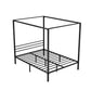 Black metal bed queen size with storage base and slatted support
