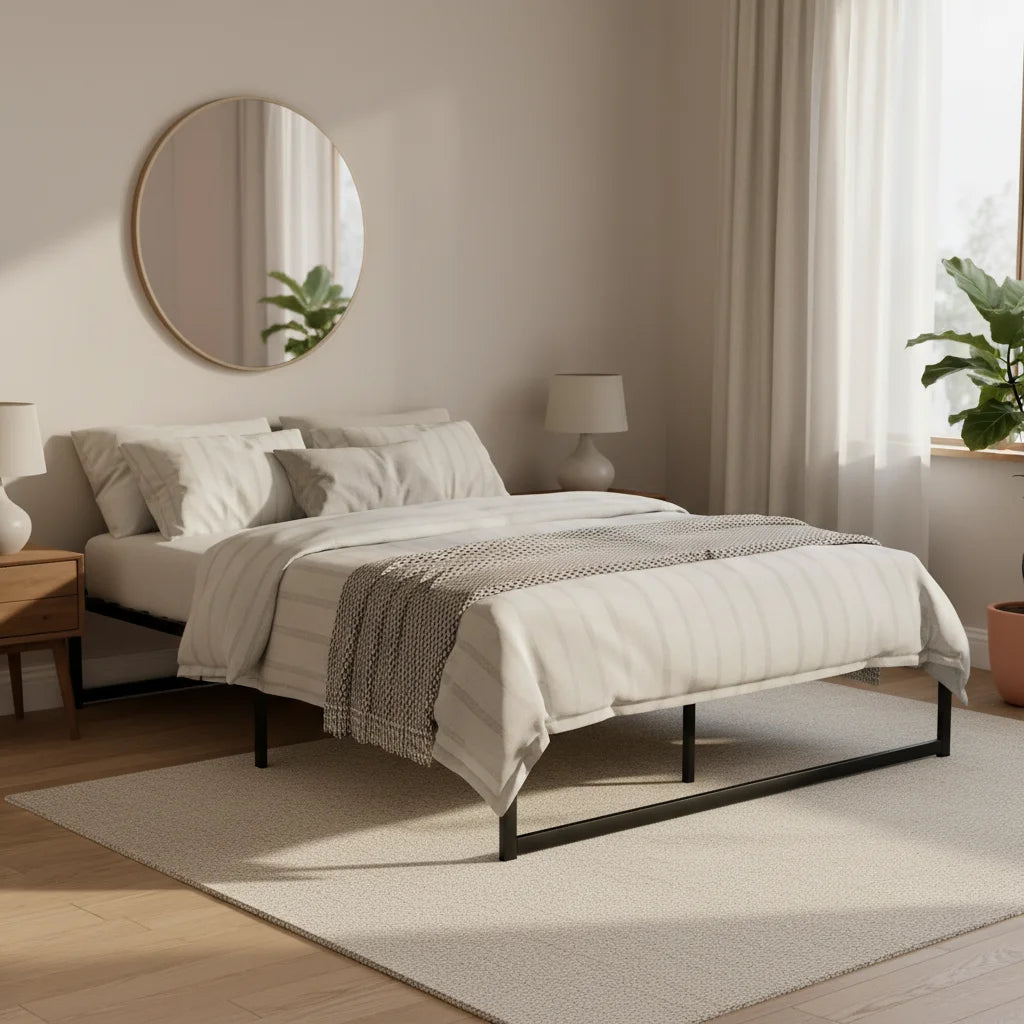 Queen black metal bed frame