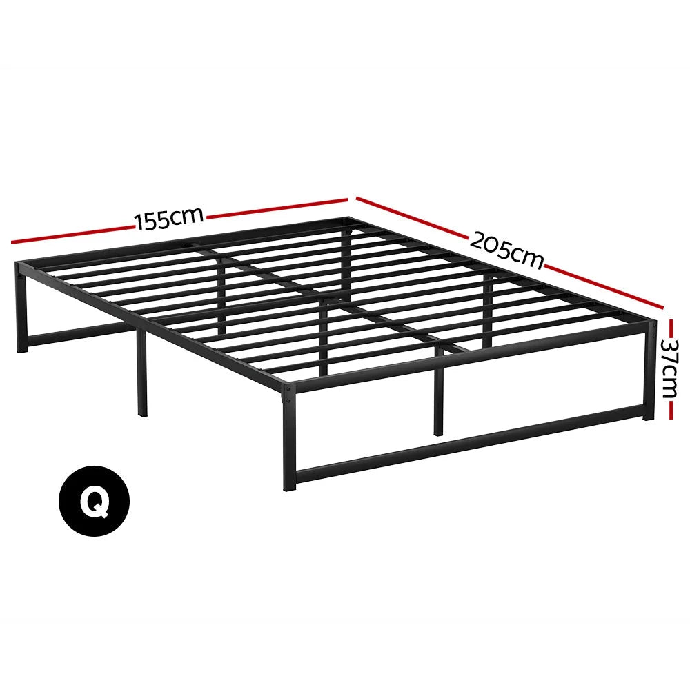 Queen black metal bed frame