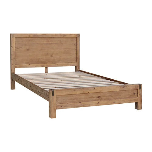 Bed Frame Queen Size Solid Wood Veneered Acacia Timber Slat