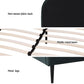 Green velvet bed queen size with pack contents and accessory layout