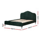 Bed Frame Queen Size Velvet Dark Green OLAN