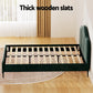 Green velvet bed queen size with fitted edges and product hardware