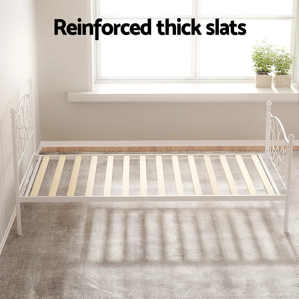 White metal bed frame for household use