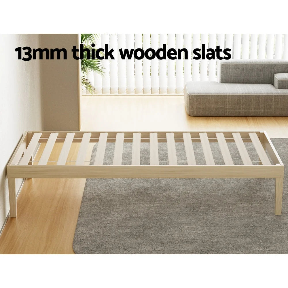 Bed Frame Single Size Wooden Base Mattress Platform Timber