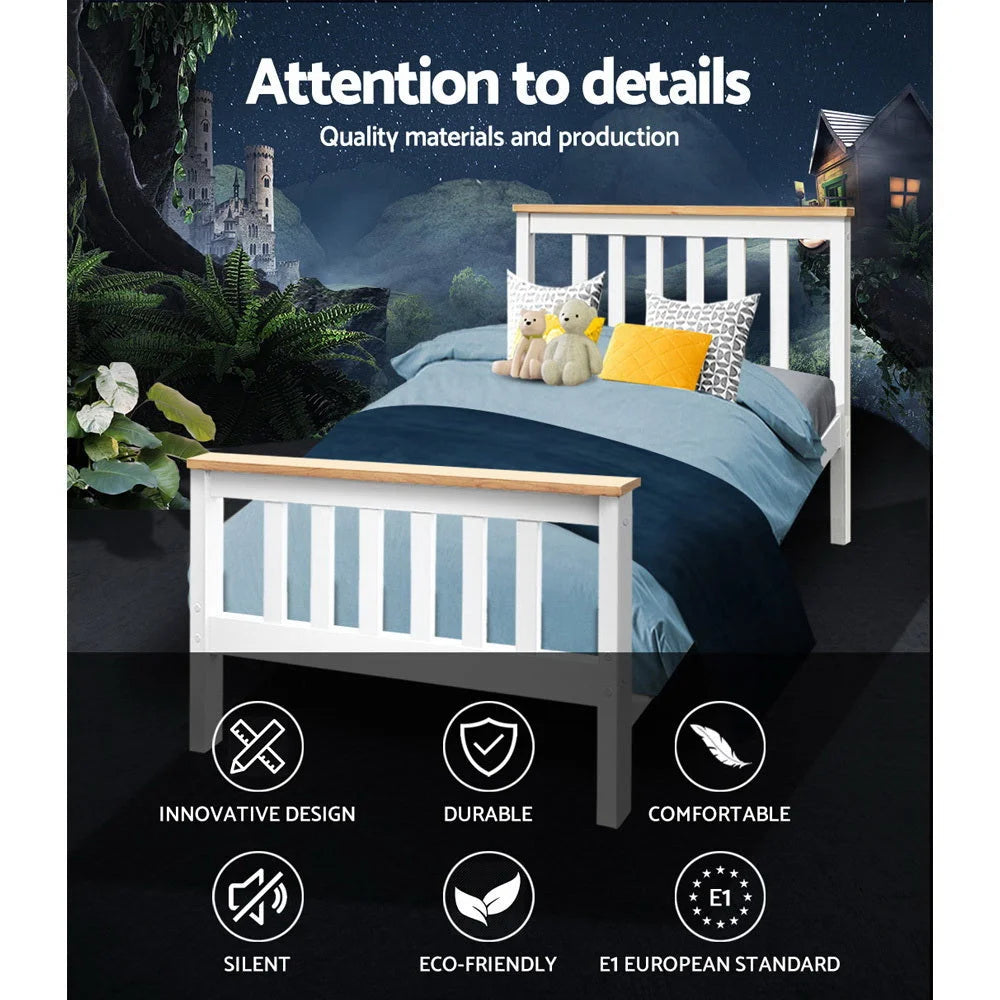 Bed Frame Single Wooden Bedroom Furniture for Kids - Bedroom