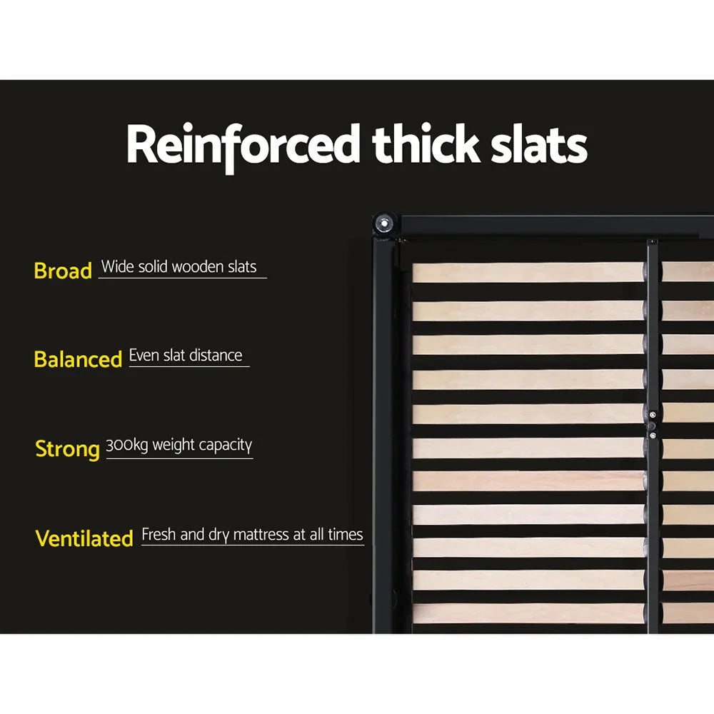 Bed Frame Tiyo PU Leather Gas Lift Storage - Black Queen