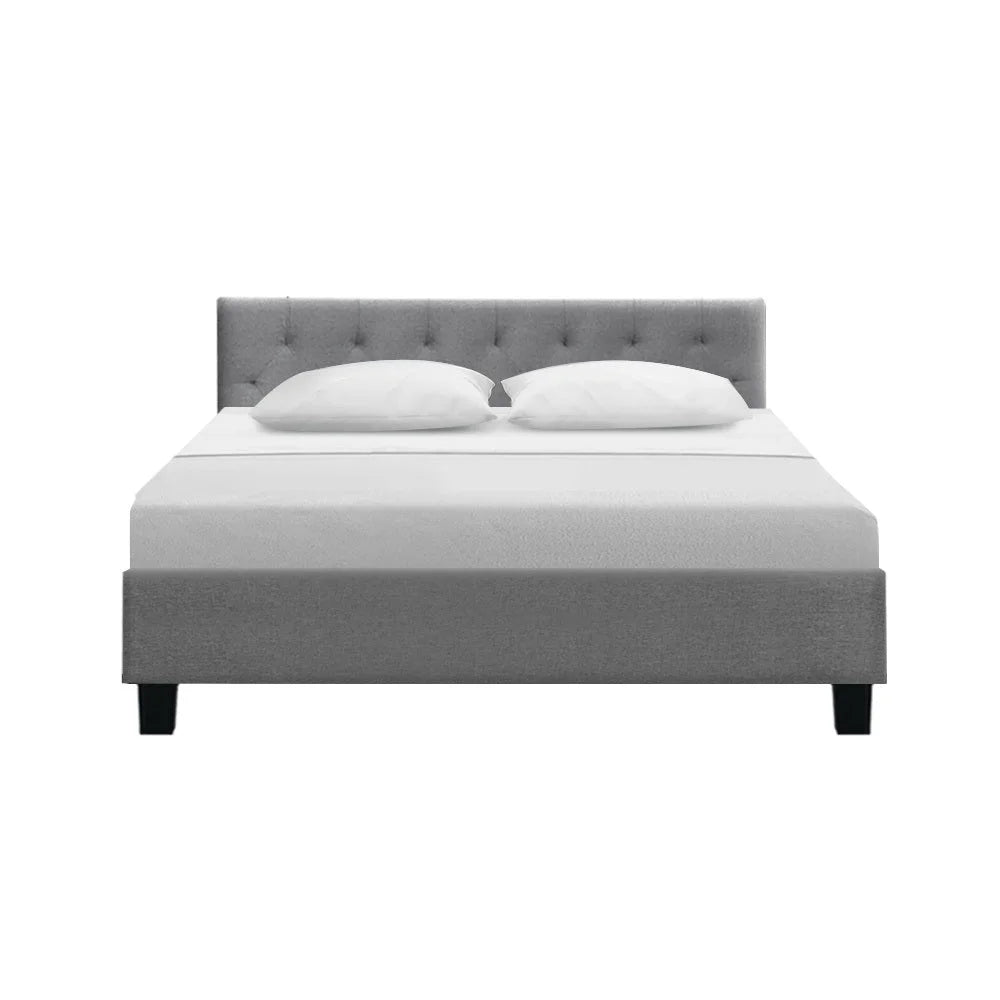 Bed Frame Vanke Fabric Grey Queen - Bedroom