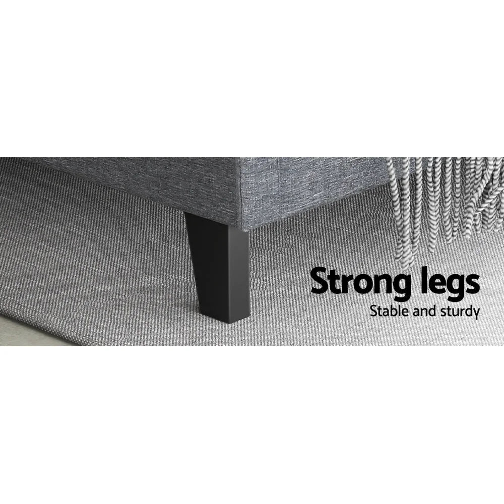 Bed Frame Vanke Fabric Grey Queen - Bedroom