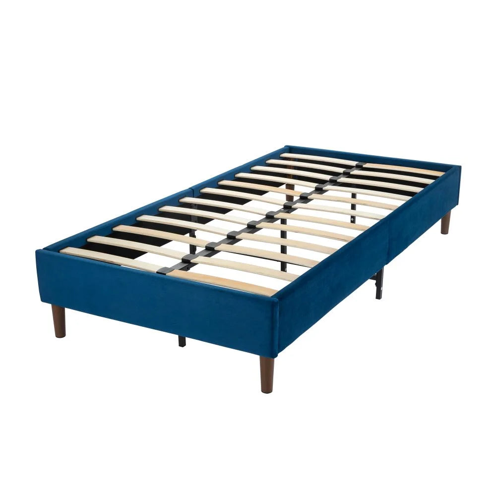 Bed Frame Velvet Blue - Double - Furniture