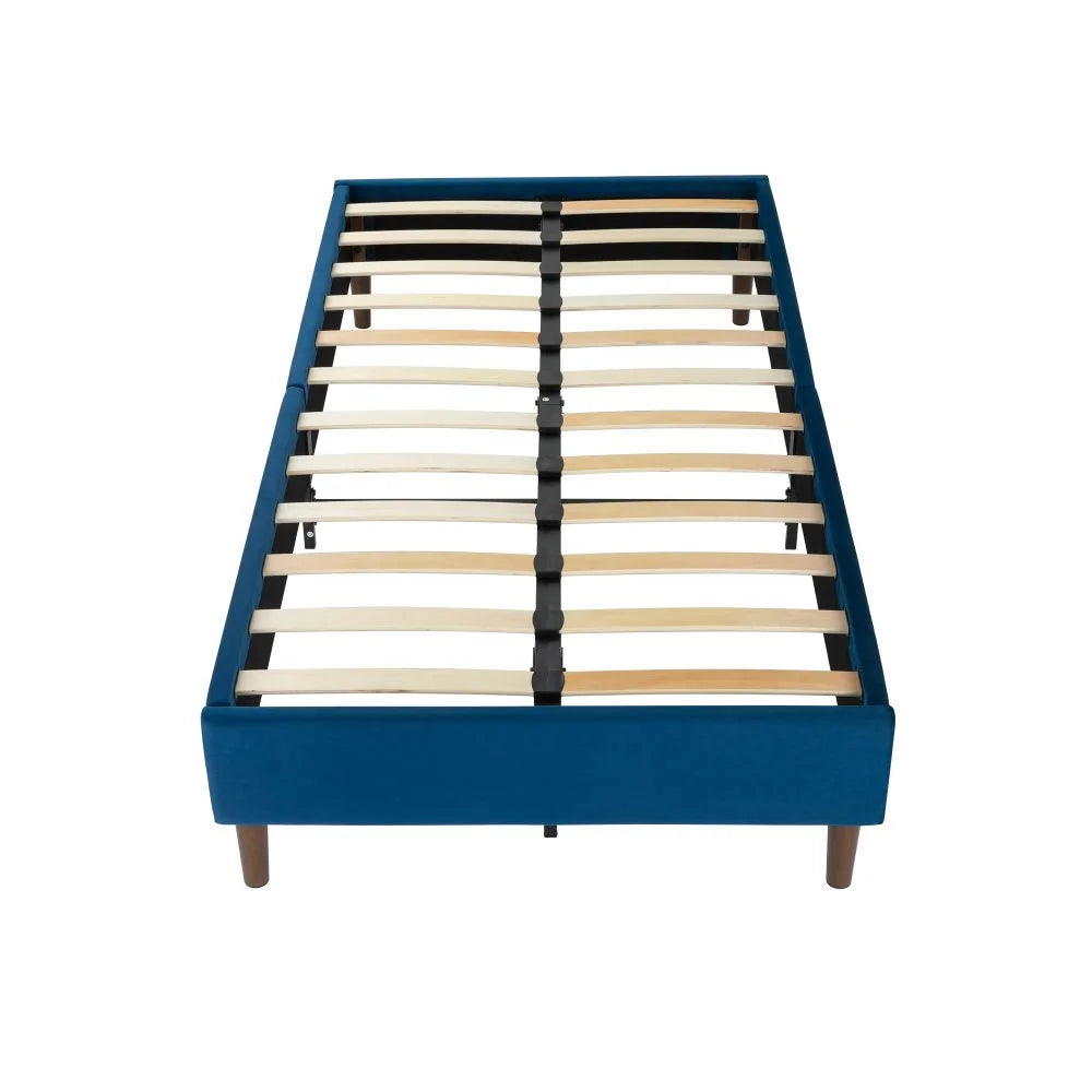 Bed Frame Velvet Blue - Double - Furniture