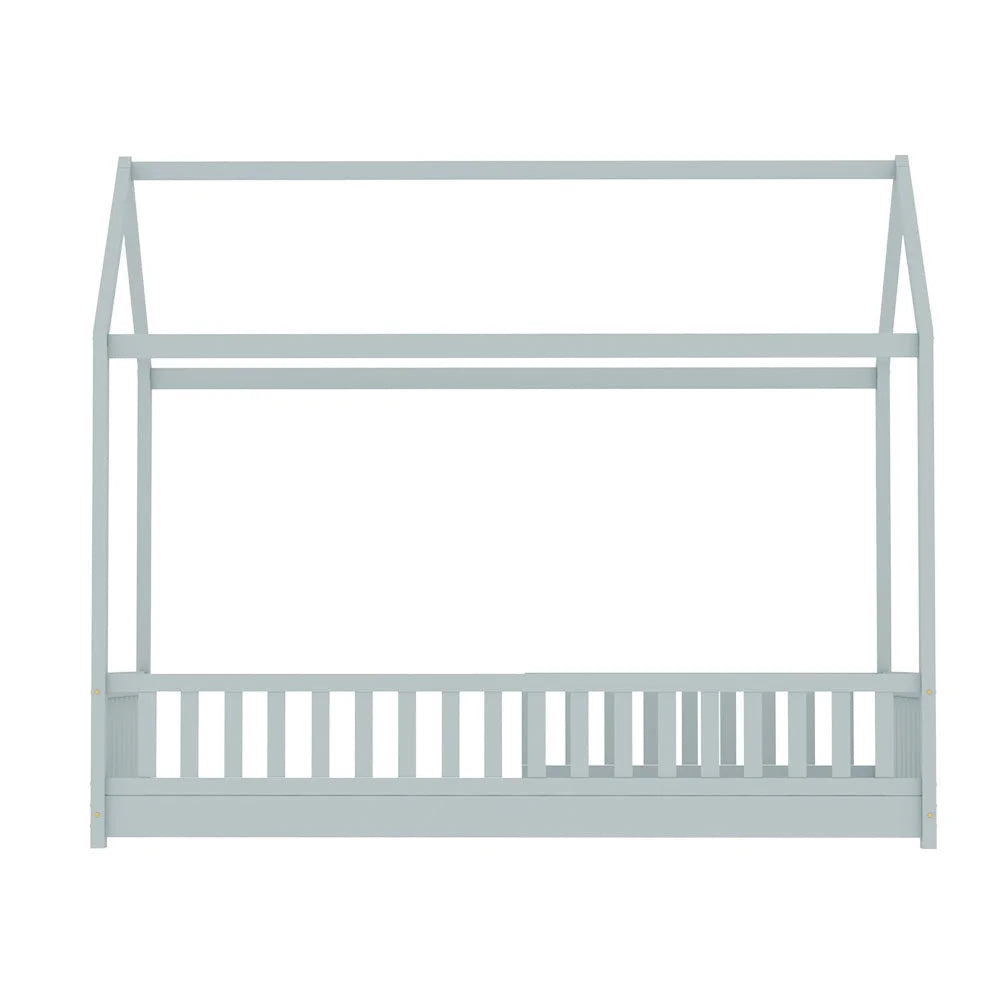 Bed Frame Wooden Kids House Frame Grey - ROCK