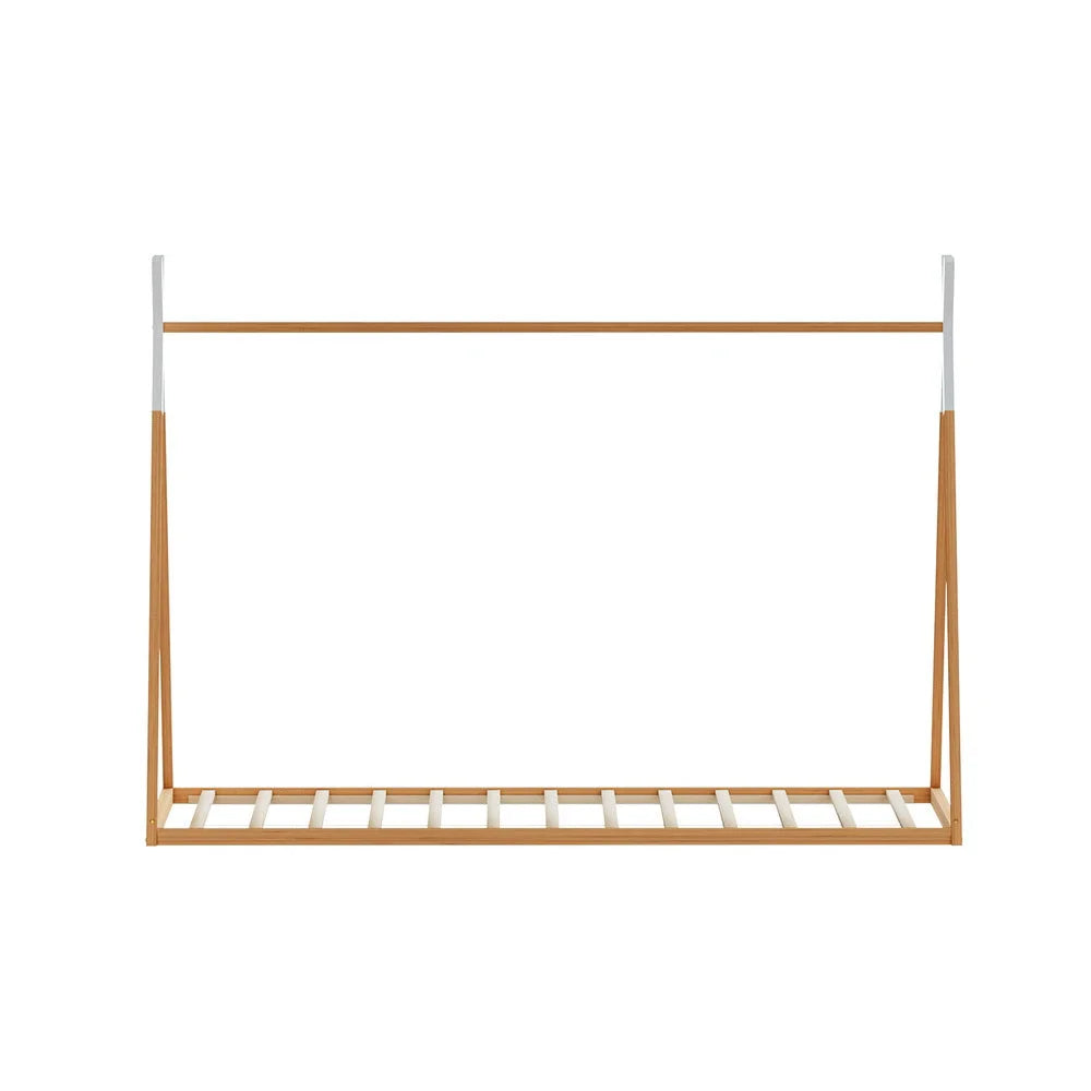 Bed Frame Wooden Kids House Single Size Oak - ENID