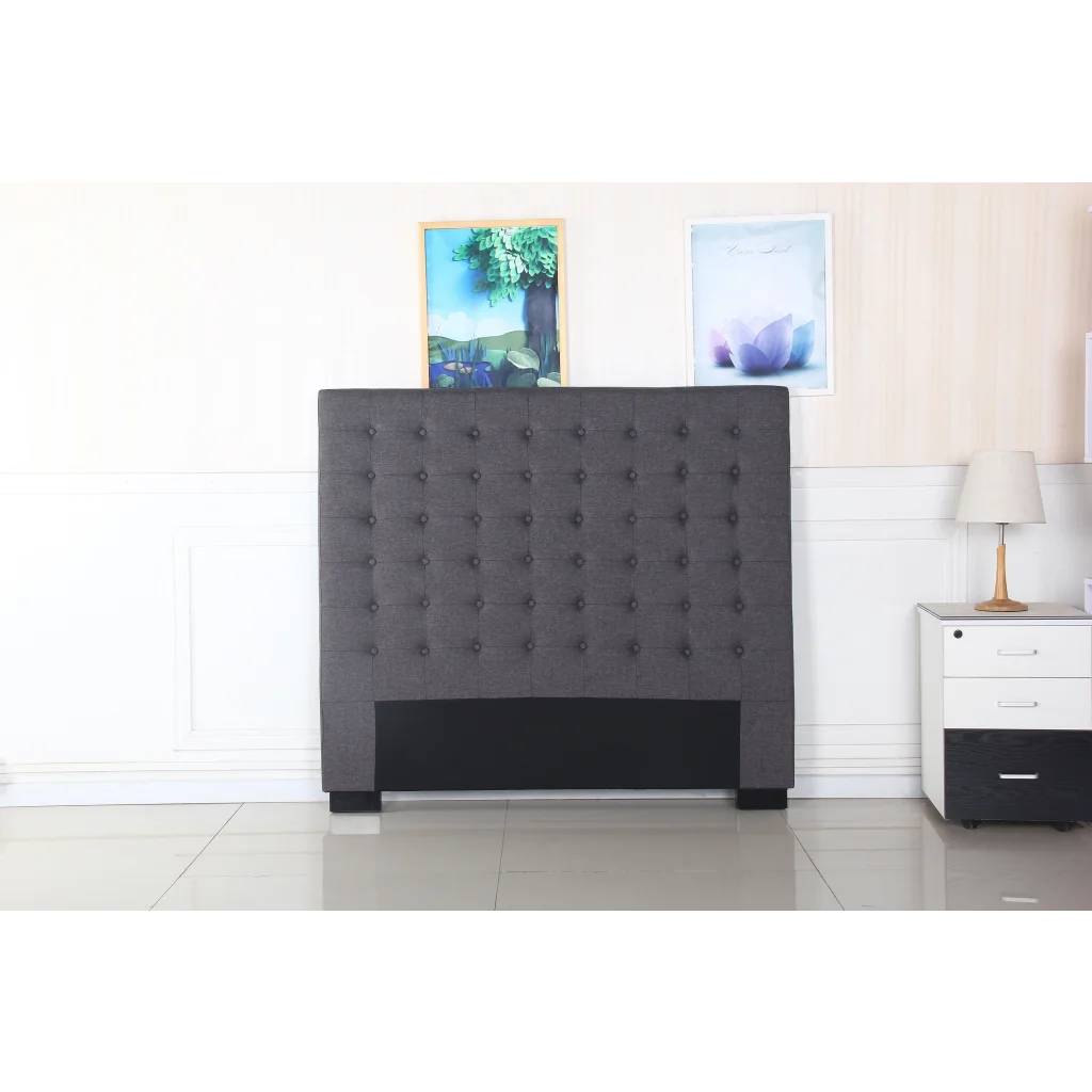 Bed Head Double Charcoal Upholstered Headboard Fabric
