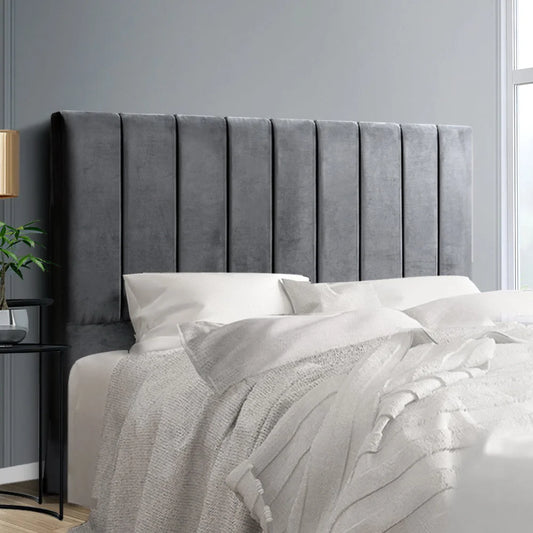 Bed Head Double Size VELA Grey Fabric Upholstered Bed Frame