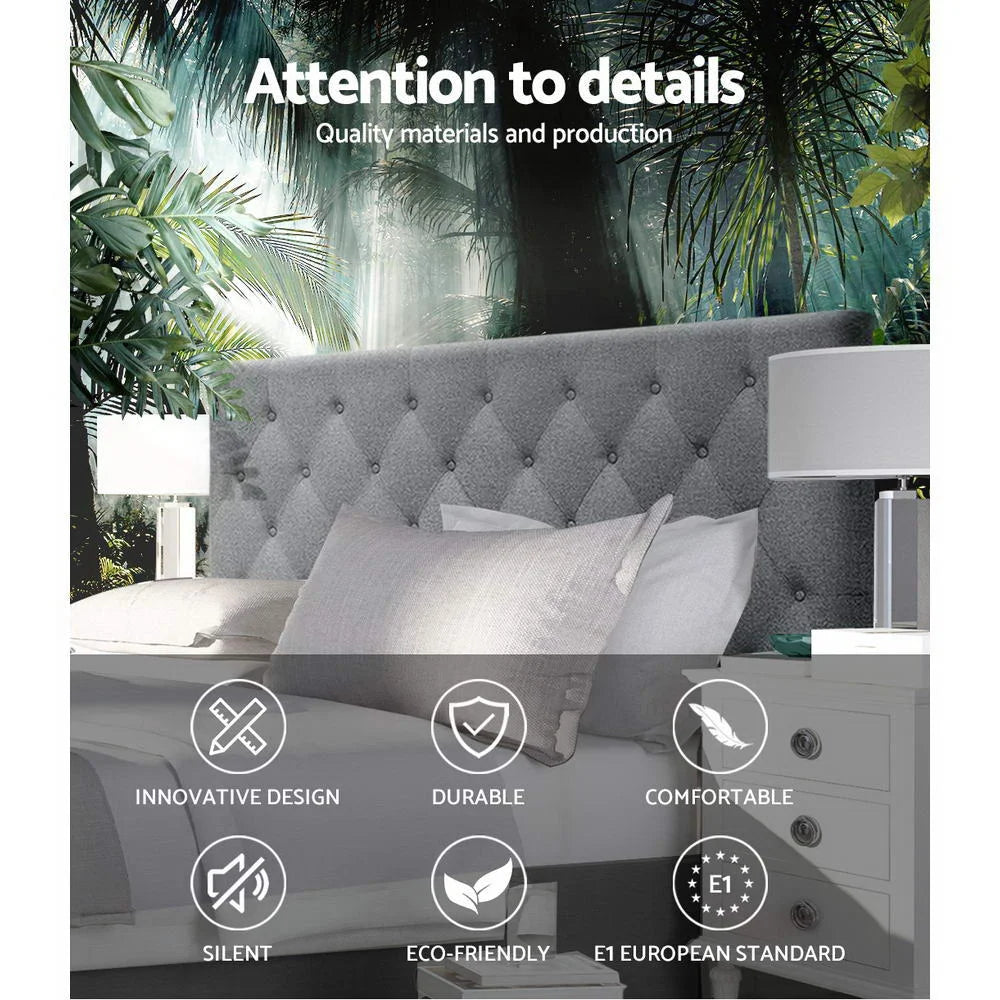 Bed Head Headboard Queen Size Bedhead Frame Grey Fabric