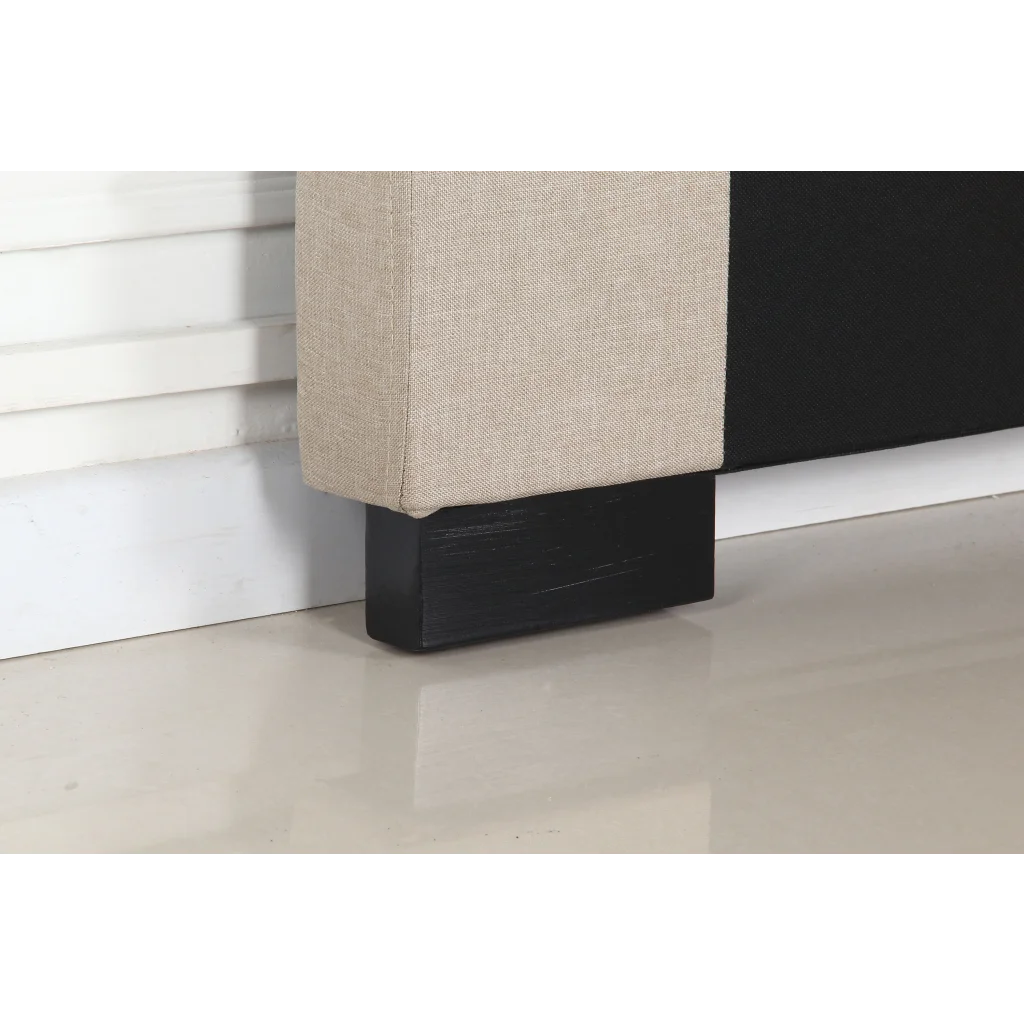 Bed Head King Beige Upholstered Headboard Fabric Tufted